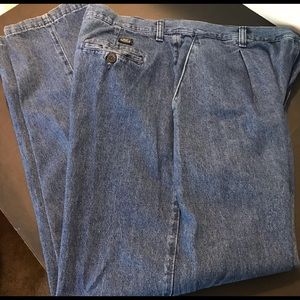 Vintage (80s) Lee Wrinkle Free Dark Denim Casual Jeans, Single Pleat, NWT